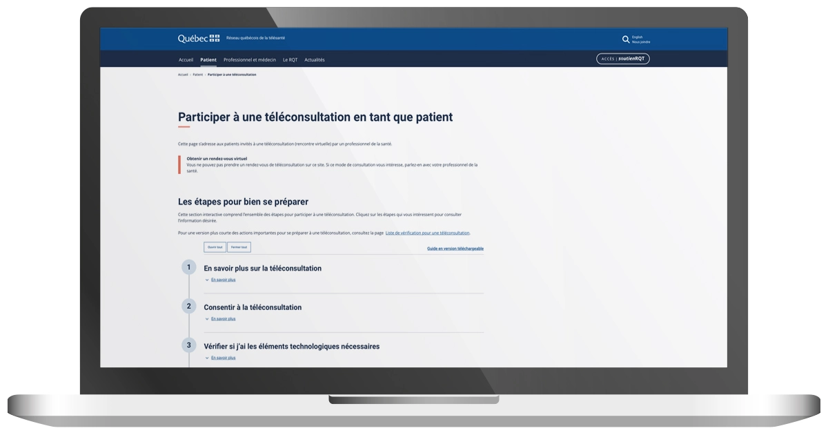 Visuel de la page Participer à une téléconsultation en tant que patient