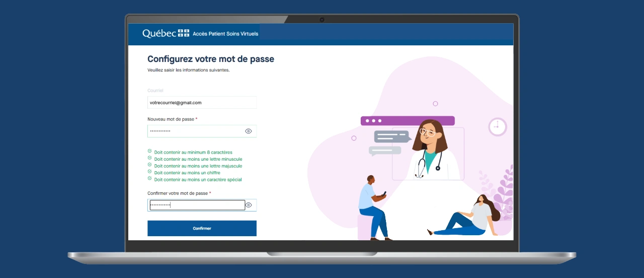 Choisir un mot de passe personnel dans le portail Accès patient de la PSV.