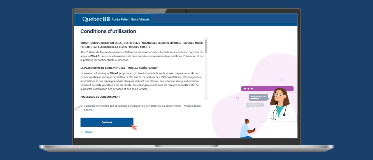 Conditions d‘utilisation du portail Accès patient de la PSV.